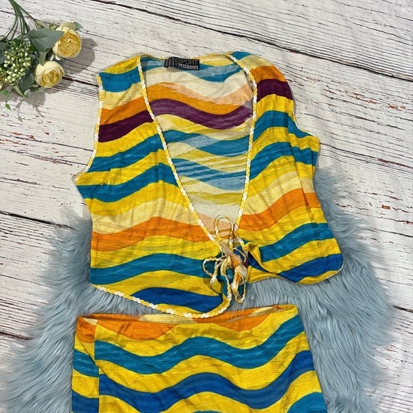 Missoni Sport Tie Front Chevron Resort Cropped Skirt Set - Picture 6 of 10